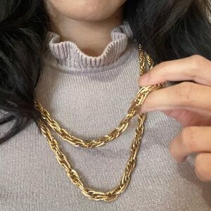 Long Gold Tone Chain Necklace